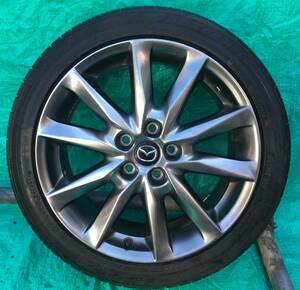 【398】　マツダ純正　アルミホイール　18×7J　50　PCD114.3　　215/45R18　89W　タイヤ トーヨープロクセス　R51A