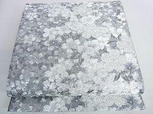 平和屋2■ブライダルファッションデザイナー　桂由美　全通柄袋帯　舞桜　銀糸　逸品　DAAB4813ic