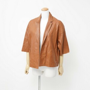 MG1398●Massimo Dutti/マッシモドゥッティ*ラムレザー ジャケット*羊革*リアルレザー*本革*sizeS*ブラウン系