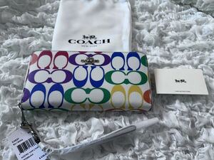 225 新品未使用 COACH コーチ 長財布 レインボー ラウンドファスナー アウトレット C4537