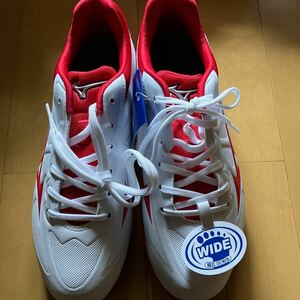 ミズノ MIZUNO 野球 スパイク ライトレボバディー 3E ホワイト×レッド ワイドサイズ 11GM212162 シューズ　25.5 新品　金具