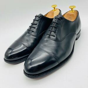 【良品】Crockett&Jones クロケットアンドジョーンズ BEDFORD ストレート 黒 ブラック 7.5 26cm 高級 オーセンティック レザーソール