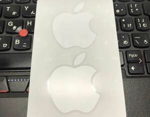 【新品/未使用】Apple アップル　ロゴシール　whhte/白　2枚1セット　中サイズ(約4.2センチ×5.1センチ)