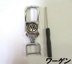 【新品・即決】⑧ フォルクス ワーゲン VW ゴルフ 360度回転 キーホルダー エンブレム 工具・フック付き