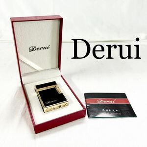 ▲ Derui ガスライター ライター 喫煙具 喫煙グッズ ブラック ケース付き 保管品 現状品 やや傷汚れあり 【OTAY-359】