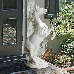 雄大なマスタング スペイン種の半野生馬の彫像インテリア置物ガーデン彫刻エスニックオブジェ玄関庭園芝生贈物輸入品