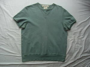 REMI RELIEF レミ レリーフ　ハードダメージ加工　半袖スウェットシャツ　サイズ XL　 日本製 　 加工で褪せたグリーン