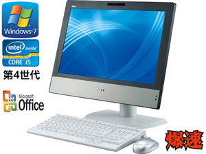 中古パソコン 一体型 純正Microsoft Office付 Windows 7 NEC 20型ワイド一体型 MGシリーズ Core i5 第4世代 4570s 2.9G/メモリ4G/HDD500G