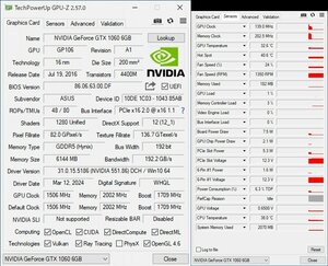 NVIDIA GeForce GTX1060 6GB ASUS 中古 動作確認品 ①