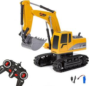 多機能ショベルカー 掘削機 RCブルドーザー 子供のおもちゃの車 建設車両おもちゃ ラジオコントロール 小さいサイズ 1/24 (