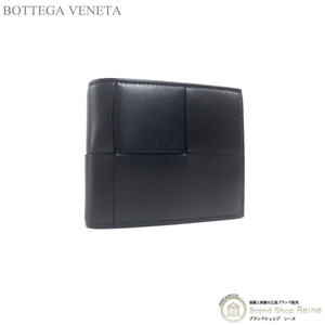 ボッテガ ヴェネタ （BOTTEGA VENETA） マキシイントレ カセット コンパクト 二つ折り 財布 649605 ブラック メンズ（新品）