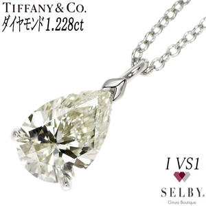 ティファニー Pt950 ペアシェイプ ダイヤモンド ペンダントネックレス 1.228ct I VS1 46.5cm《セルビー銀座店》【中古】