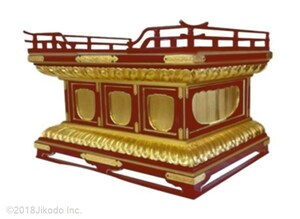 【寺院仏具】朱塗り 幅150cmの和様蓮華彫り・金具付 須弥壇 国産品 自社工場にて製作　木製高級寺院仏具(受注生産品)(商品番号11002k)