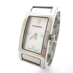 バーバリー BURBERRY 腕時計 14000L クォーツ シェル文字盤 2針 メタルバックル シルバー レディース