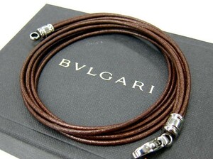 BVLGARI ブルガリ レザー チョーカー ２連ブレスレット ブラウン 2WAY 美品 アクセサリー 4111