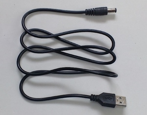 変換コネクタケーブル（長さ 約100cm） USBオス←→DCプラグ（5.5mm x 2.1mm）