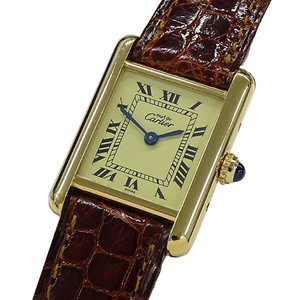 カルティエ Cartier 時計 レディース ブランド マストタンク SM ヴェルメイユ クオーツ QZ 925 レザー W1003153 スクエア