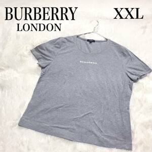 美品 大きいサイズ BURBERRY センターロゴ グレー カットソー 半袖 バーバリー Tシャツ ブランドロゴ