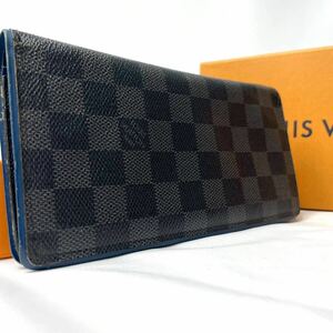 1円【希少】LOUIS VUITTON ルイヴィトン ダミエ グラフィット ポルトフォイユ ブラザ 長財布 二つ折りエクリプスN64430 メンズ ブラック 黒