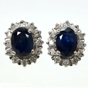 ソーティング付き!!豪華!!◆Pt900 天然サファイア/天然ダイヤモンドピアス◆M 約4.4g sapphire diamond ジュエリー jewelry pierce EE4/EE4