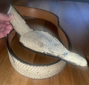 Cobra Snake Skin Leather Belt w/ Snake Head Buckle Mens Size 34 Made In Mexico 海外 即決