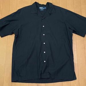 黒 コットン ralph lauren caldwell 半袖シャツ オープンカラーシャツ 開襟 ブラック 90s ビンテージ ラルフローレン polo