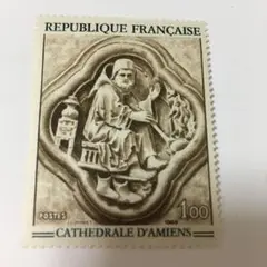 フランス  美術シリーズ・ダミアン大聖堂の彫刻の切手 未使用 1969