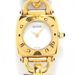 GUCCI(グッチ) 腕時計 - 6300L レディース 型押し加工 白