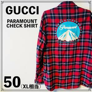 【極美品】GUCCI PARAMOUNT CHECK SHIRT 50サイズ XL グッチ パラマウント チェック シャツ