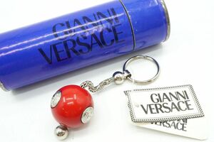 ジャンニ ヴェルサーチェ ヴィンテージ キーホルダー メデューサ ボール チェーン 赤 レッド 良品 GIANNI VERSACE 6252k