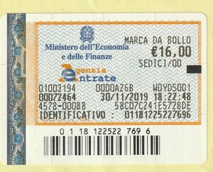 １アマ取得者が申請だけでイタリアのアマチュア無線ライセンスを取得するのに必要な証紙と切手