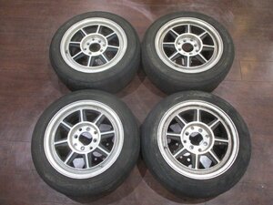 中古★HAYASHI RACING STREET 14インチ タイヤ＆ホイール4本セット★155/65R14★+38/6J/100/4穴★ハヤシレーシングストリート