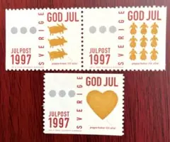 海外切手　未使用　外国切手　スウェーデン　1997年　クリスマス　3種完