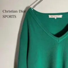 90sヴィンテージ　Christian Dior Vネックローゲージニット ロゴ