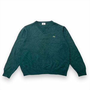 ラコステ ニット セーター グリーン LACOSTE 古着 メンズ XXL サイズ7 ワンポイント 刺繍 ロゴ 袖リブ