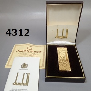 AC-4312◆dunhill　ダンヒル　ローラーガスライター　ゴールドカラー　彫刻　抽象柄　箱付　サイドブラック　火花なし