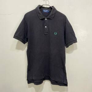 送料無料☆FREDPERRY☆フレッドペリー☆半袖ポロシャツ☆ワンポイントロゴ☆日本製☆ブラック☆スミクロ☆L☆B24M