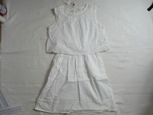 SF203【TOPVALU】イオン　新品　裏地付き　レース　袖無　ワンピース　女児　白　160