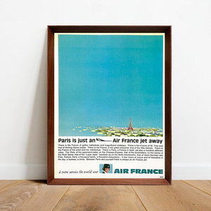 エールフランス パリ 広告 ポスター 1960年代 アメリカ ヴィンテージ 【額付】