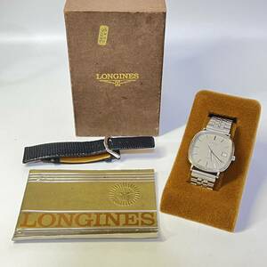 1円~【稼働品】LONGINES ロンジン Cal.L744.2 Ref.4381.1.744 QZ クォーツ メンズ腕時計 デイト 替えベルト 箱付き G153112