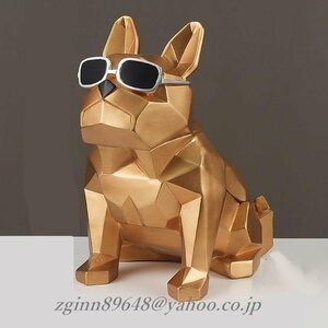 サングラス 犬 ティッシュケース ボックス 闘犬 オーナメント 雑貨 カバー ホルダー 収納 インテリア 動物 彫像 ブラック ブルー ゴールド