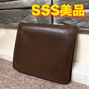 44Y240412V SSS美品 LOUISVUITTON ルイヴィトン タイガ ポルトビエ カルトクレディ 財布 検 2つ折り 折りたたみ ウォレット M30458