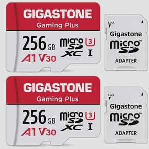 送料無料★Gigastone マイクロsdカード 256GB 2個セット 2 SDアダプタ付 2 ミニ収納ケース付 4K UHD