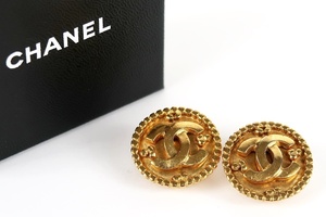 【美品】CHANEL シャネル ココマーク ヴィンテージ イヤリング ゴールド ブランドアクセサリー 95A刻印 服飾 小物【IR2】