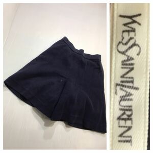 YEVS SAINTLAURENT Paris イブサンローラン キュプラライニング 裾広 ガウチョパンツ スカンツ ショーツ 紺 ネイビー 9号約64 ～ 80cm