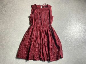 MARC BY MARC JACOBS◆春夏◆上質なシルク100% ドット&ストライプジャガード ワンピース ◆サイズXS◆マークバイマークジェイコブス