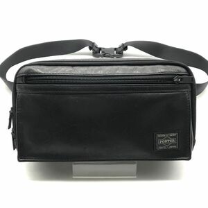 良品 PORTER ポーター レザー ショルダー ボディ バッグ ブラック k1816