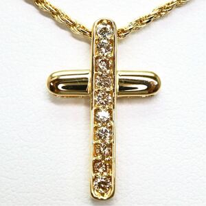 良品!!＊SEIKO(セイコー)K18天然ダイヤモンド クロスペンダント＊b 約5.8g 約40.0cm 約0.30ct diamond pendant jewelry EE4/EE4