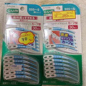 GUM ガム 歯周プロケア ソフトピック カーブ型 無香料 30本入+29本入 SSS～S 細いタイプ サンスター 歯間ケア 携帯ケース付き