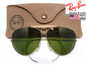 希少70s Vintage B&L RayBan SHOOTER 62mmゴールド#3 砂打BL上シュータUSAボシュロムGoldアメリカ製メタルMETALサングラス金RBグリーンold